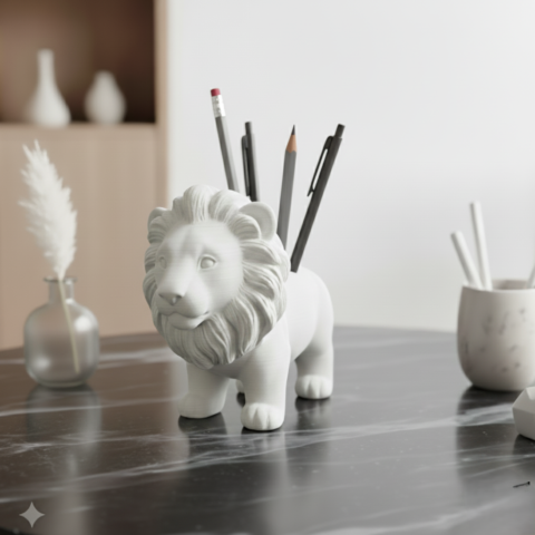 Lion Desk Organizer STL 3D Print Model 1 s3 1