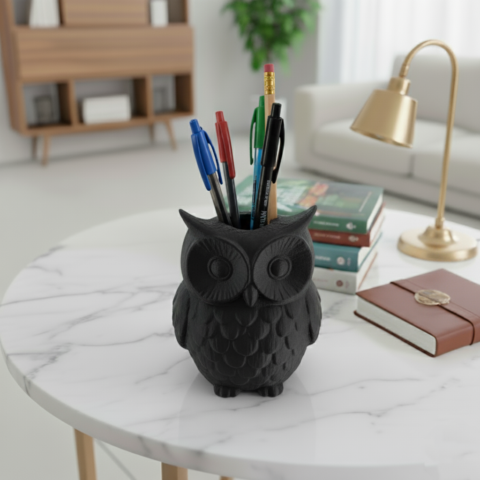 Owl Desk Organizer STL 3D Print Model 2 ss6