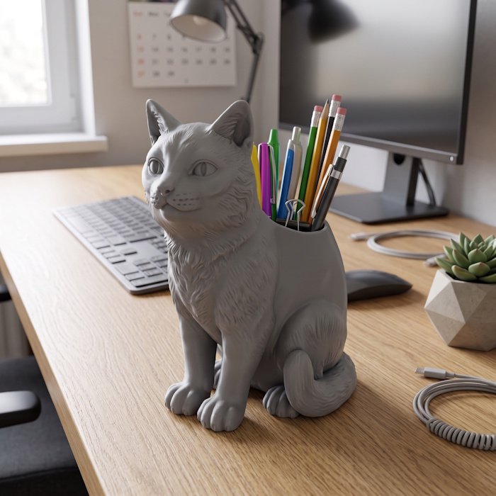 Office Cat Pen Holder 1 key 111