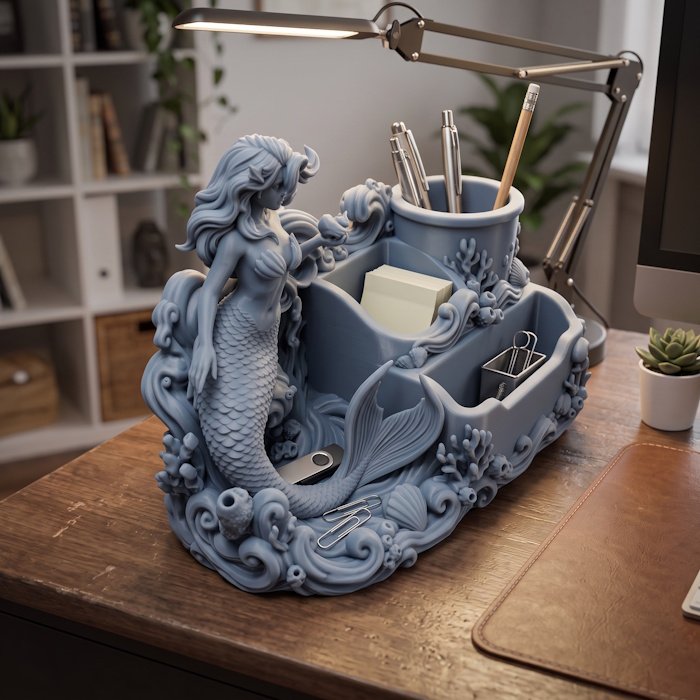 Mermaid Pen Holder & Desk Organizer 1 key 15