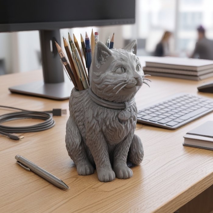 Cute Cat Pencil Holder & Planter 1 key 2