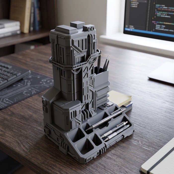 Sci-Fi Cyberpunk Desk Organizer 1 key 24