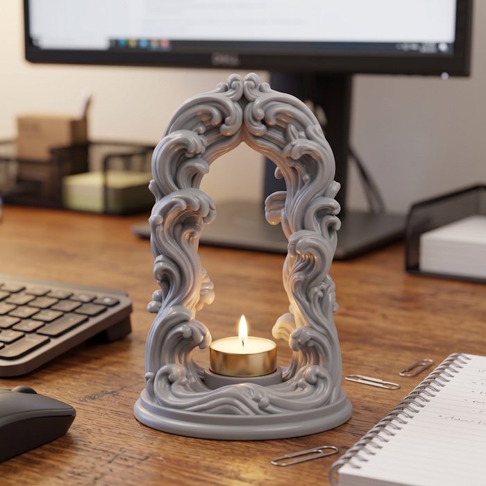 Baroque Wave Tea Light Candle Holder 1 key 27