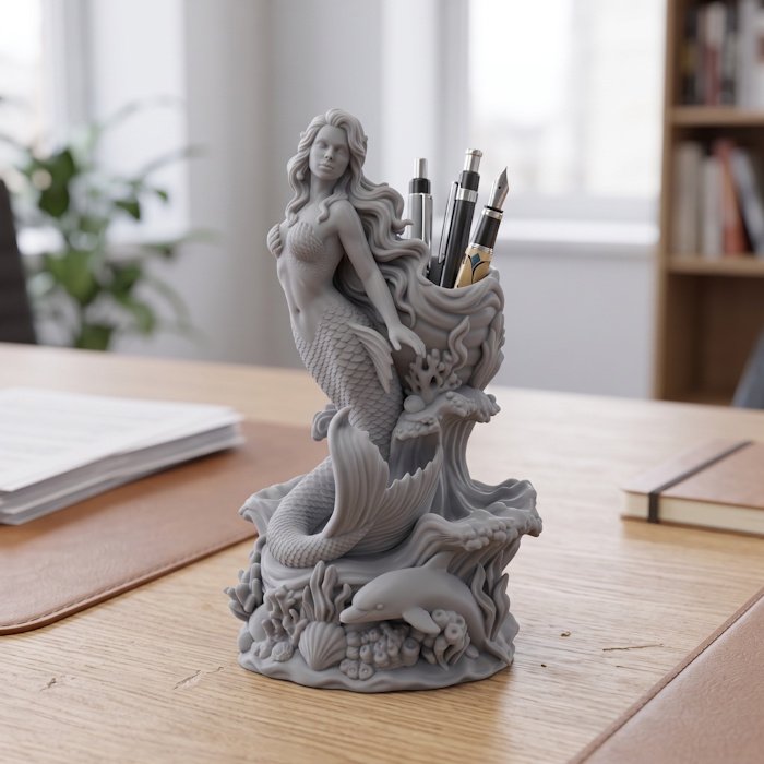 Ocean Mermaid Pen Holder Desk Organizer 1 key 29