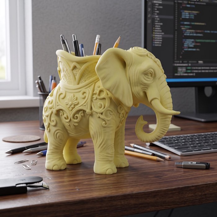 Ornate Elephant Desk Organizer 1 key 45