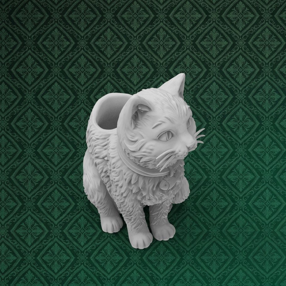 Cute Cat Pencil Holder & Planter 7 keyshot8.1373