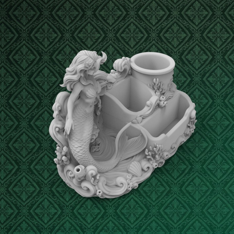 Mermaid Pen Holder & Desk Organizer 7 keyshot8.233