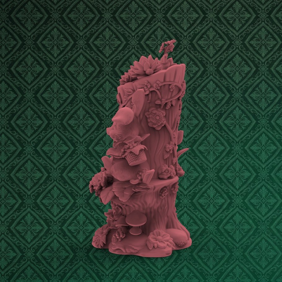 Floral Bunny Tree Trunk Statue 5 keyshot8.646