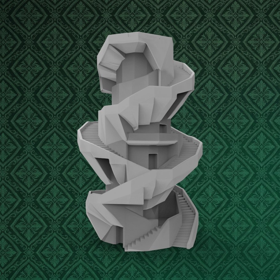 Brutalist Spiral Desk Organizer 2 keyshot8.715