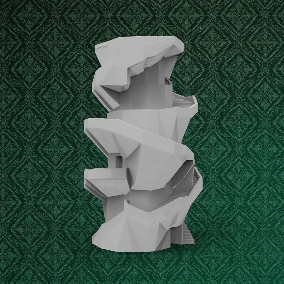 Brutalist Spiral Desk Organizer 4 keyshot8.717