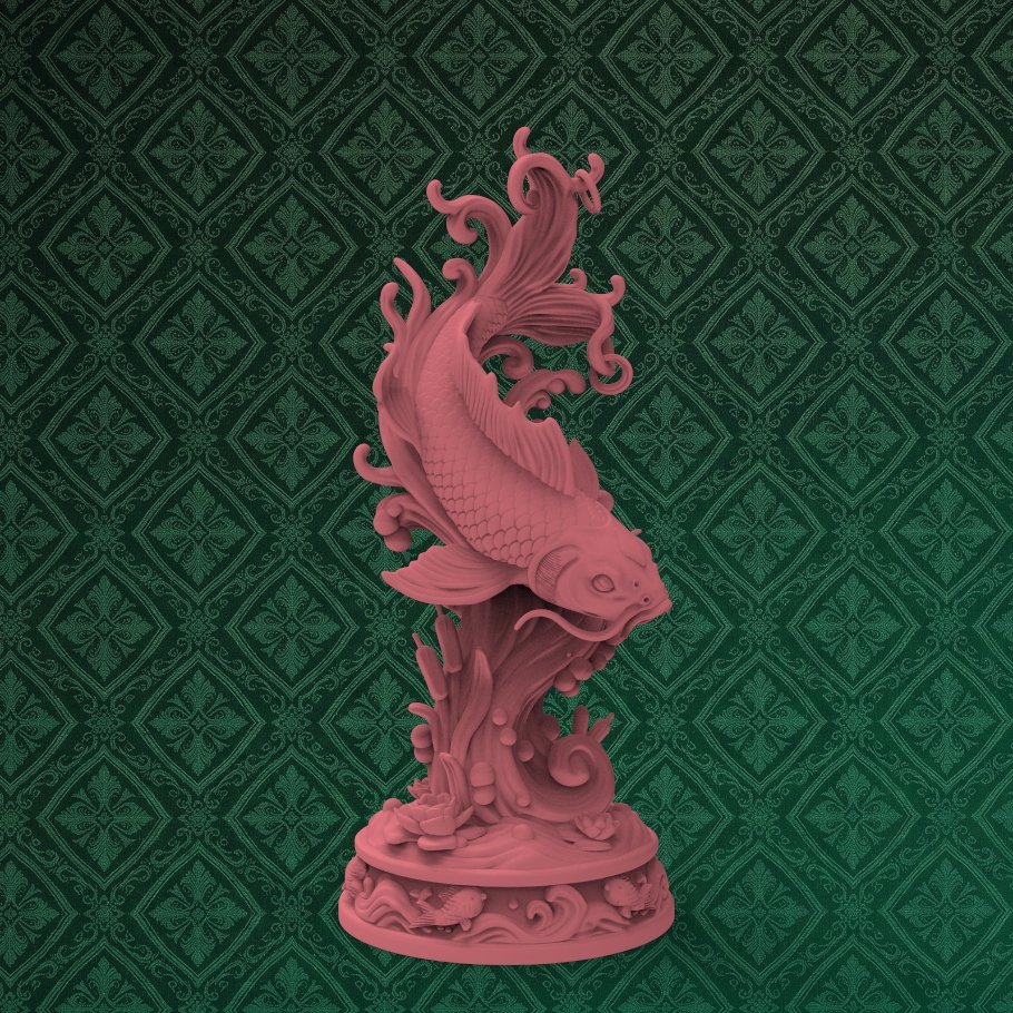 Koi Fish Statue 2 keyshot8.733
