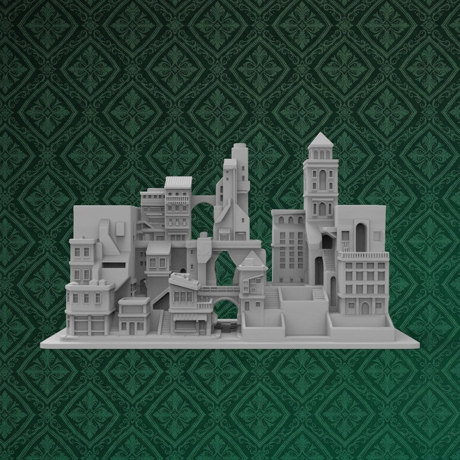 Contemporary Cityscape Desk Organizer 2 keyshot8.745