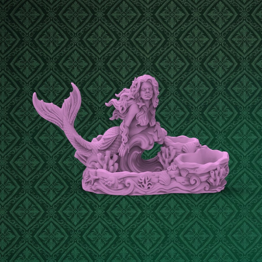Elegant Mermaid Desk Organizer Catchall 2 keyshot8.801