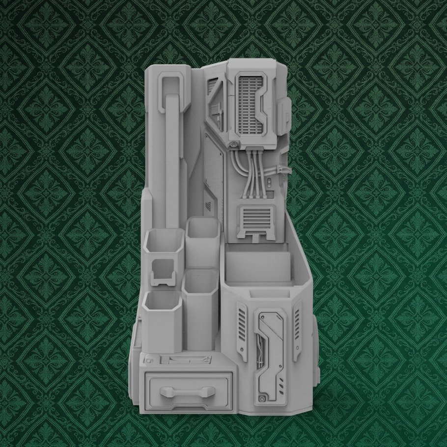 Sci-Fi Cyberpunk Multi-Compartment Organizer 2 keyshot8.1473