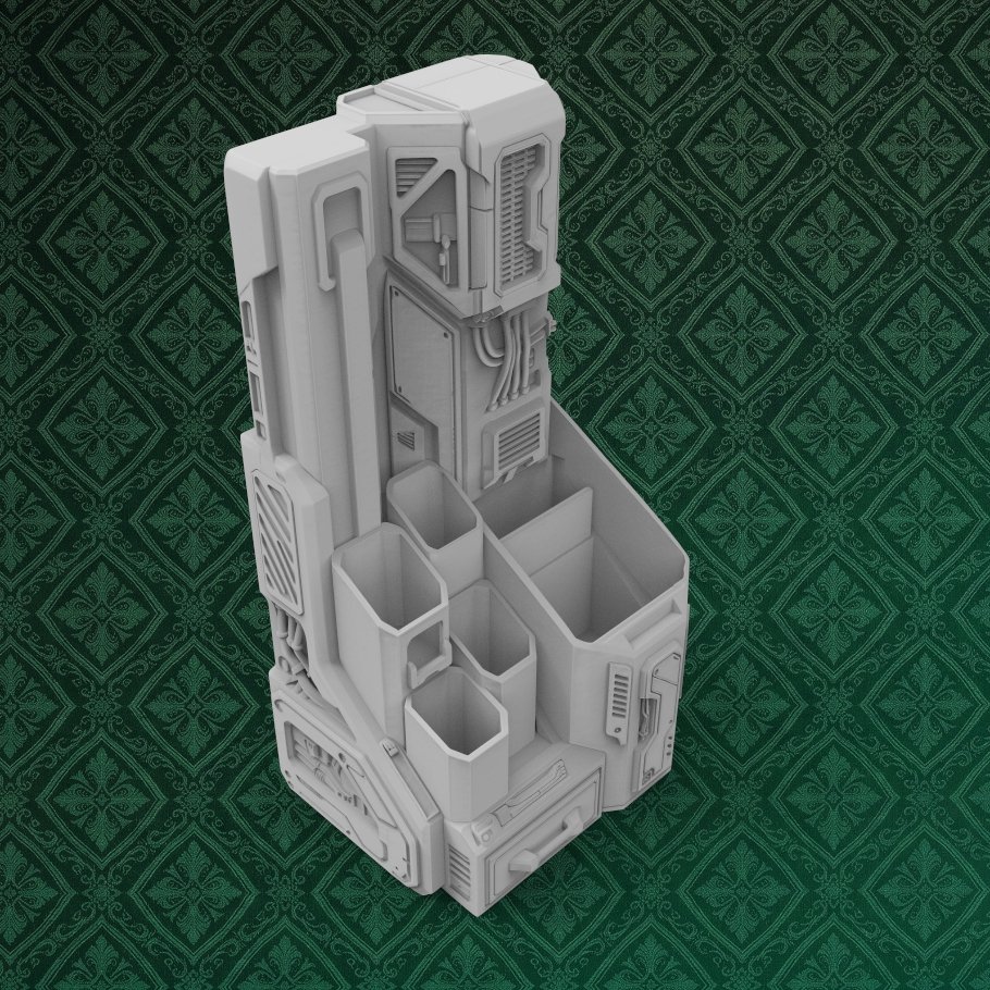 Sci-Fi Cyberpunk Multi-Compartment Organizer 7 keyshot8.1478
