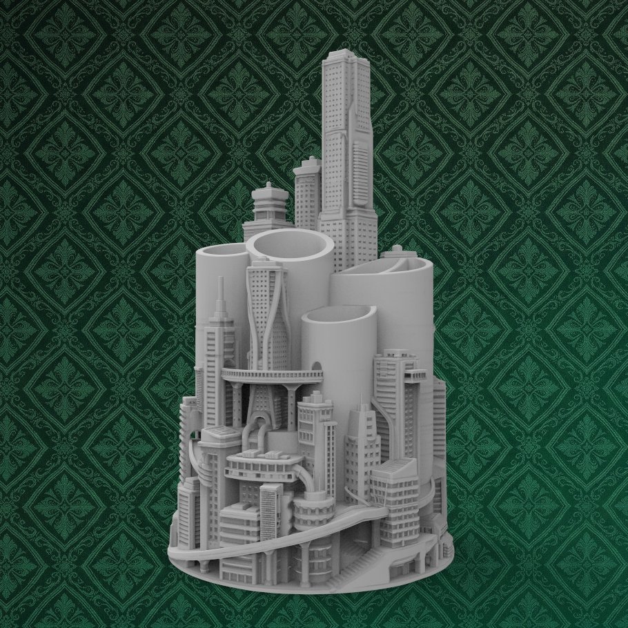 Futuristic Cityscape Office Organizer 2 keyshot8.337