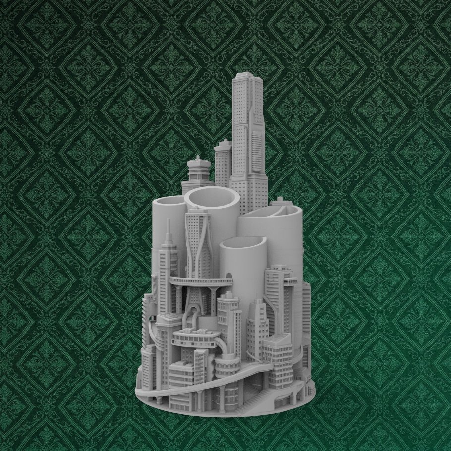 Futuristic Cityscape Office Organizer 3 keyshot8.338